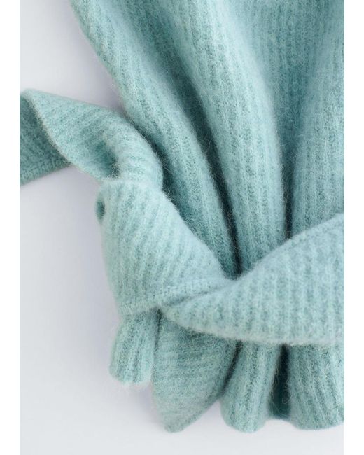 & Other Stories Blue Alpaca-Blend Rib-Knit Hood Scarf