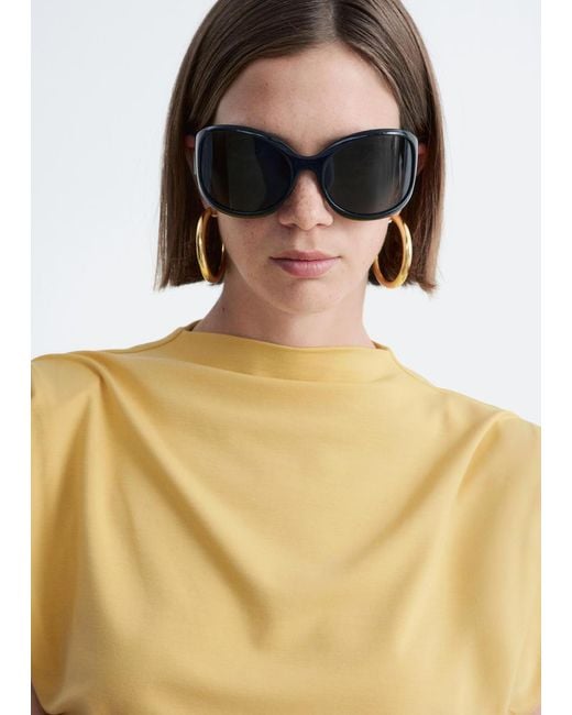 & Other Stories Blue Draped Jersey Top