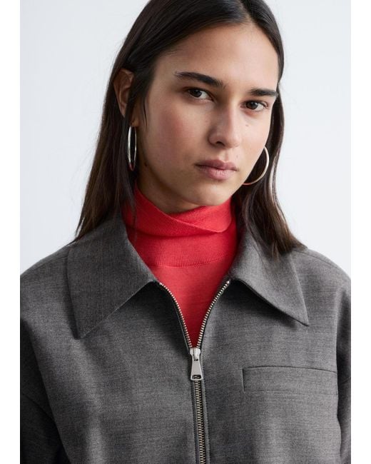 & Other Stories Gray Short Wool Jacket