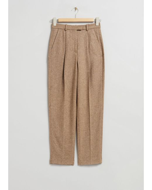 & Other Stories Gray Tapered Tweed Trousers