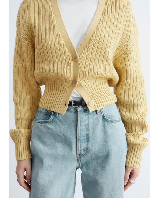 & Other Stories White Rib-Knit Cotton Cardigan