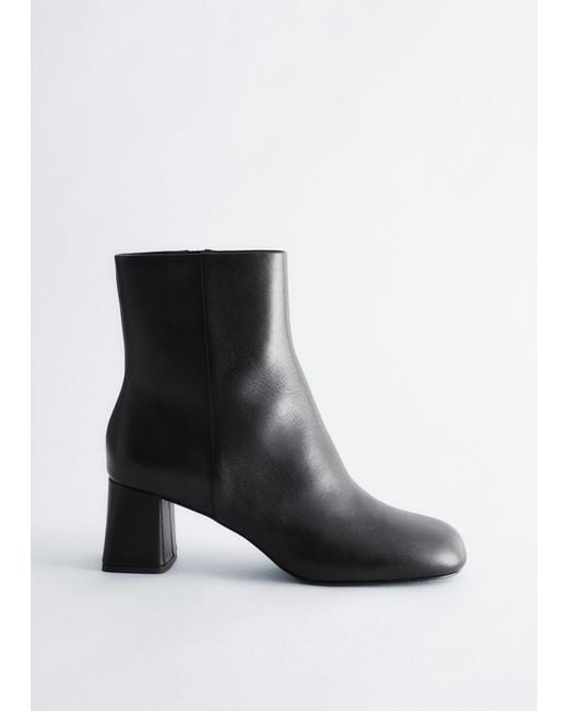 & Other Stories Black Leather Ankle Boots