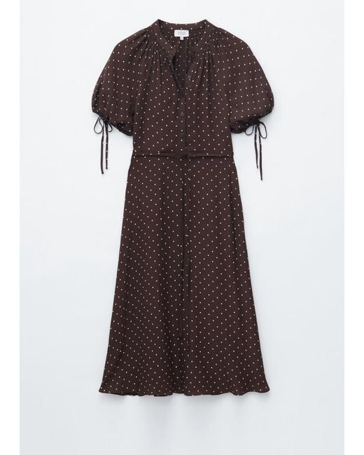 & Other Stories Brown Tie-Waist Midi Dress