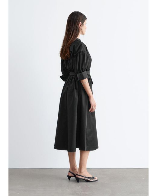 & Other Stories Black Belted Cotton Dress