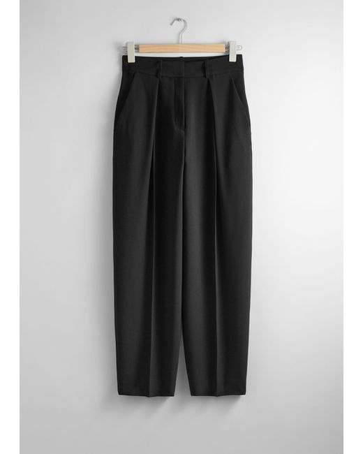& Other Stories Black Tailored Tapered Trousers
