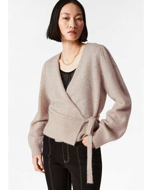 & Other Stories Natural Mohair-Blend Knitted Wrap Cardigan