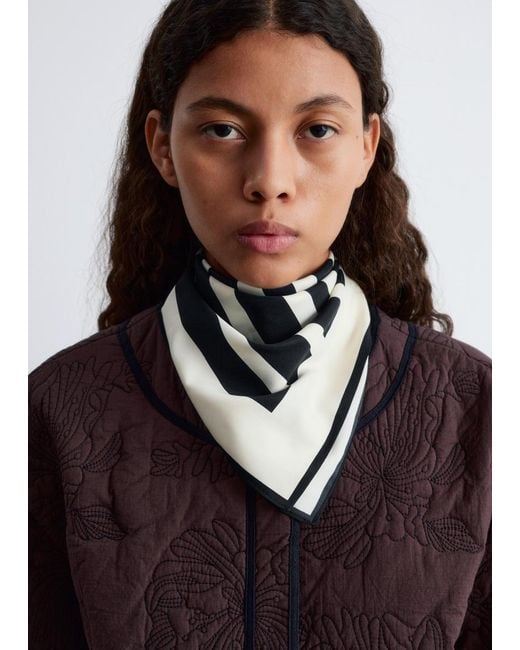 & Other Stories Brown Floral Pattern Quilted Jacket