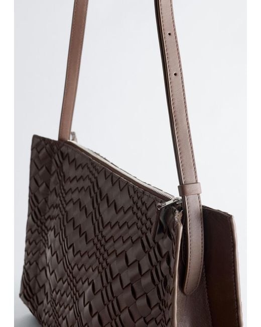 & Other Stories Brown Braided Leather Crossbody Bag