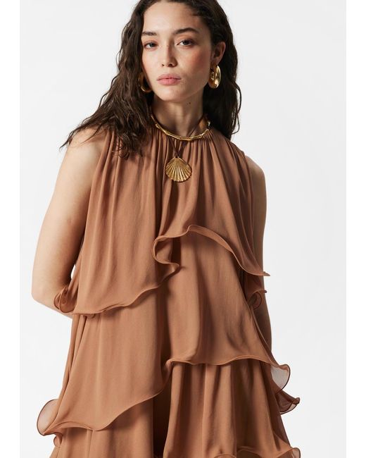 & Other Stories White Sleeveless Frill Mini Dress