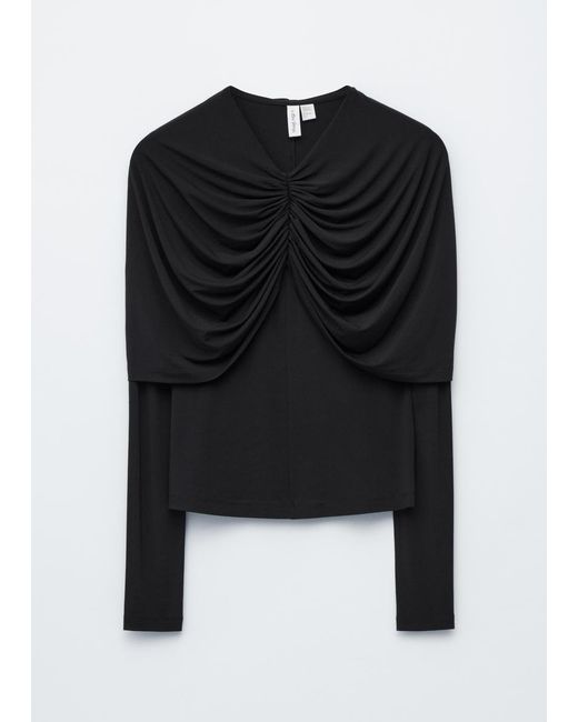 & Other Stories Blue Draped Cape-Detail Top