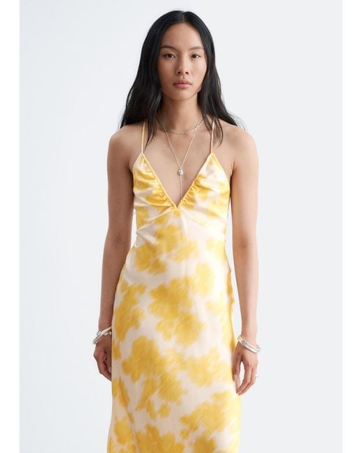 & Other Stories White Satin Slip Midi Dress