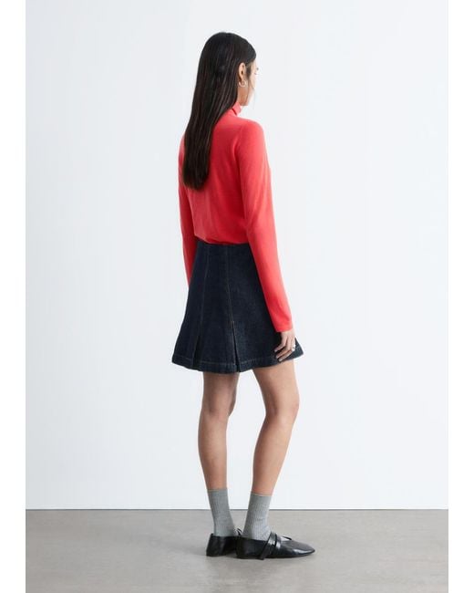 & Other Stories Red Merino Wool Polo Neck Top