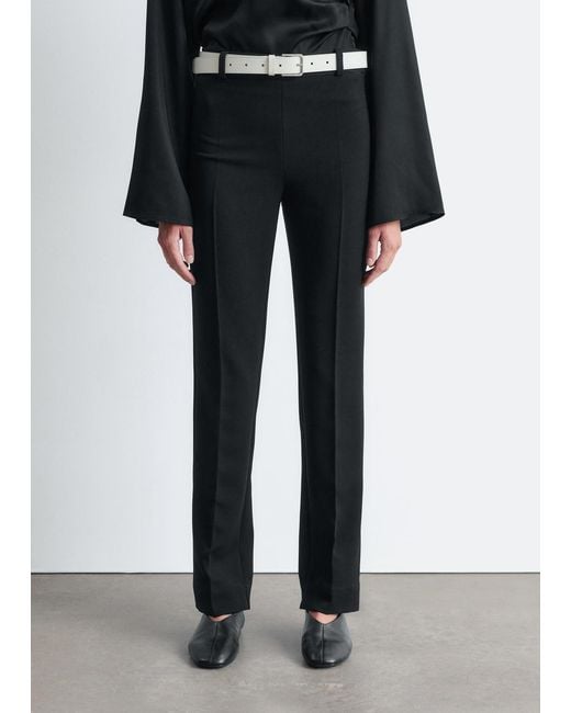 & Other Stories Black Slim-Leg Press-Crease Trousers