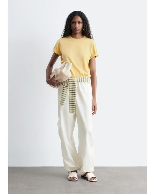 & Other Stories Yellow Cotton Crew-Neck T-Shirt