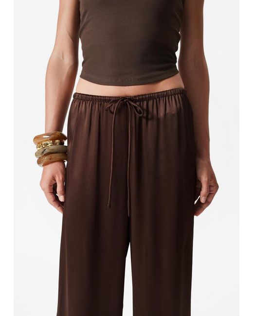 & Other Stories White Drawstring Satin Trousers