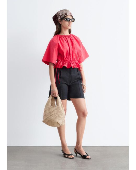 & Other Stories Red Drawstring Top