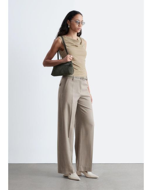 & Other Stories Natural Draped Cowl-Neck Top