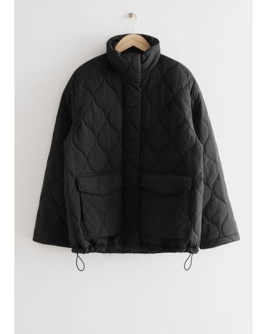 & Other Stories Oversized Quilted Zip Jacket in Black | Lyst