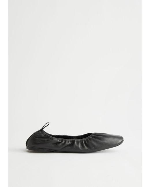 Other Stories Gathered Leather Ballerina Flats in White Lyst