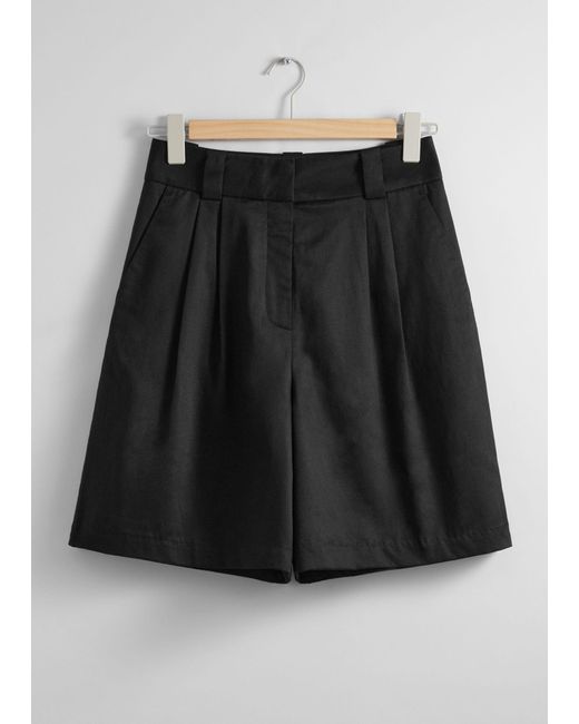 & Other Stories Black Tailored Shorts