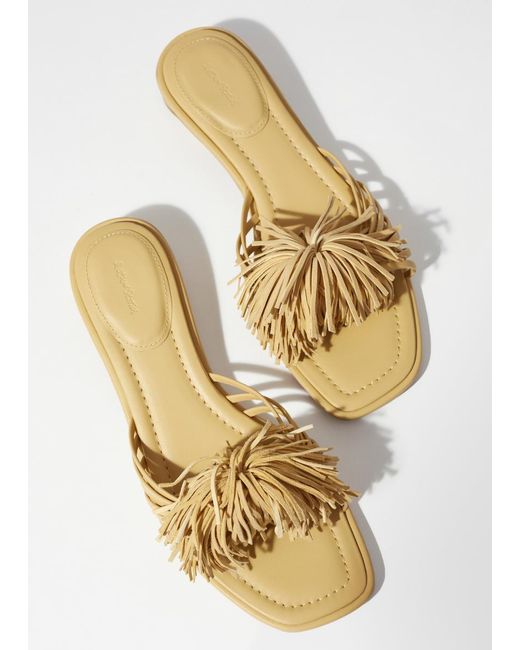 & Other Stories Natural Tasseled Leather Slides