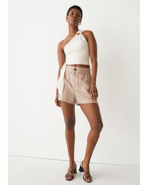 Stories Relaxed Linen Shorts in Beige 