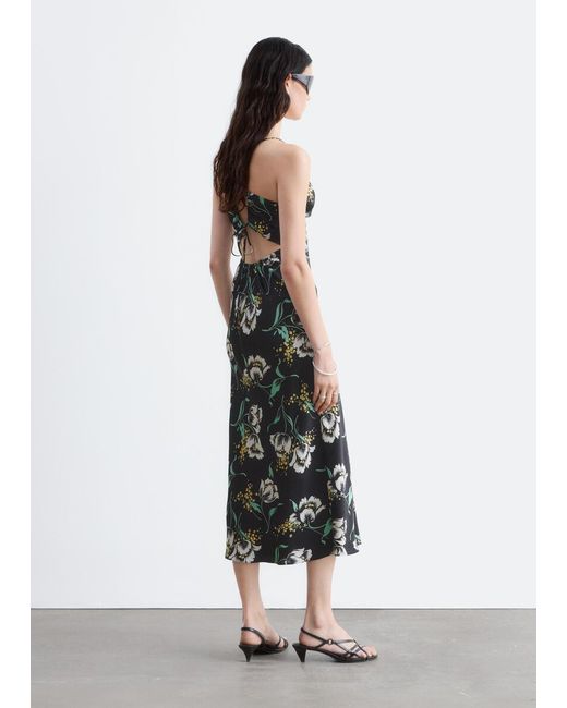 & Other Stories White Satin Slip Midi Dress