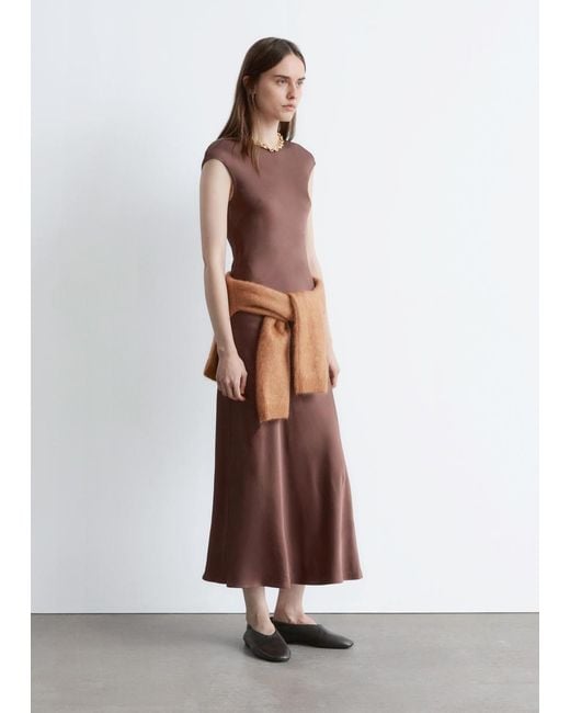 & Other Stories White Fitted Satin Maxi Dress