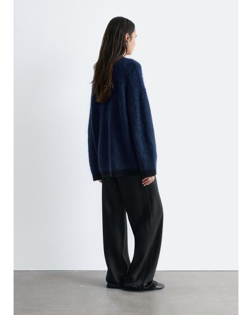 & Other Stories Blue Oversized Mohair-Blend Cardigan