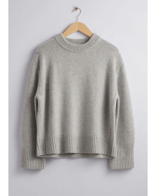 & Other Stories Gray Cashmere-blend Knit Sweater