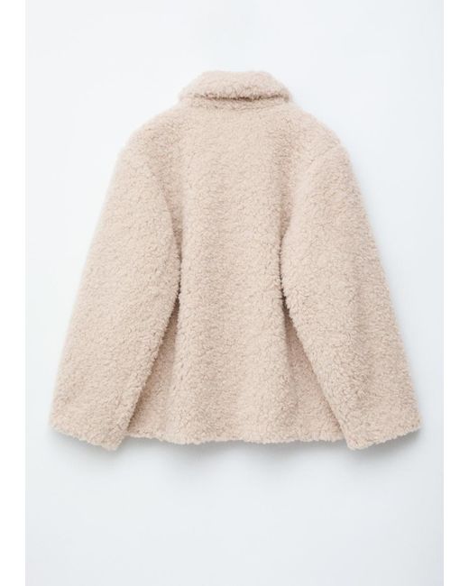 & Other Stories Natural Wool-Blend Faux-Fur Jacket