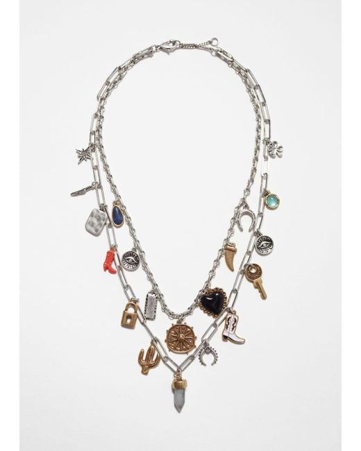 & Other Stories White Cowboy-Themed Charm Necklace