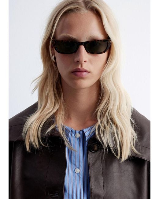 & Other Stories White Boxy Nappa Leather Jacket