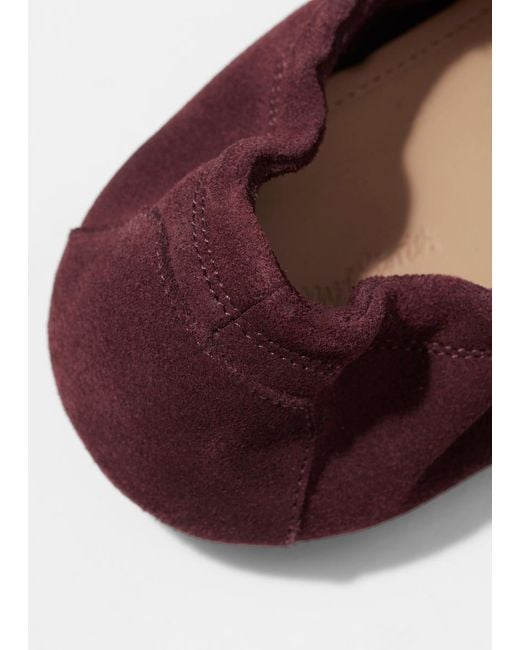 & Other Stories Brown Pompom Suede Loafers