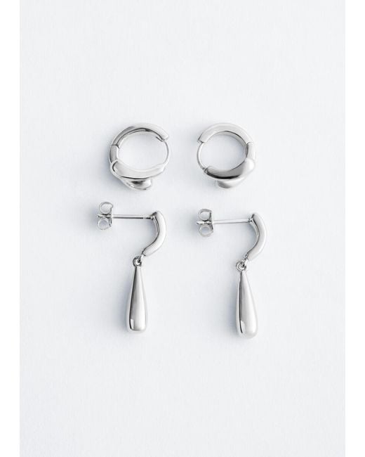 & Other Stories Multicolor Hoop And Drop Earring Set
