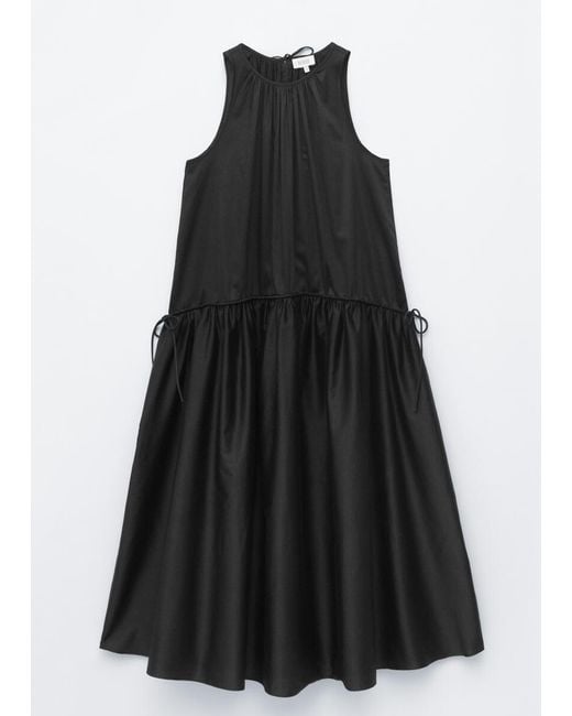 & Other Stories Black Gathered Cotton Dress