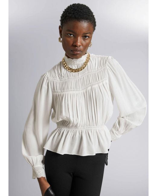 & Other Stories White Smocked Blouse