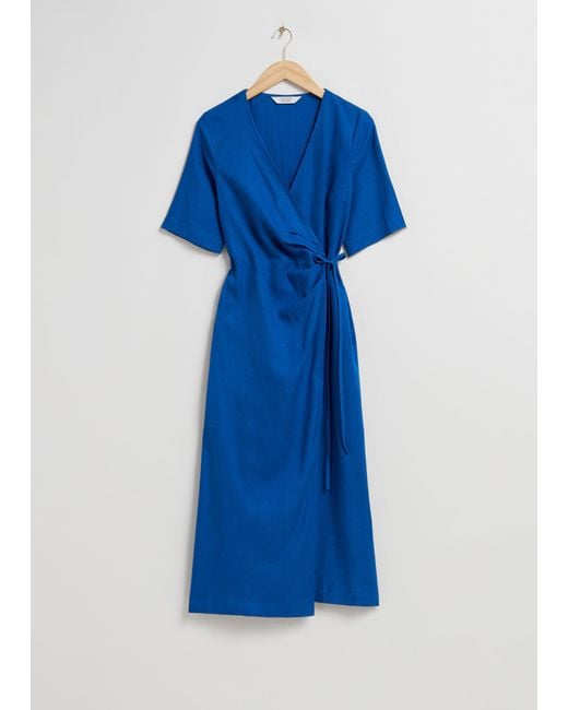 & Other Stories Blue Midi Wrap Dress