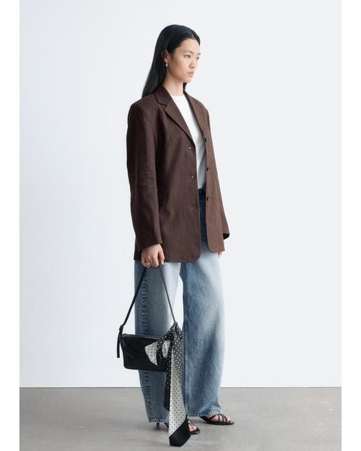 & Other Stories White Tapered Linen Blazer