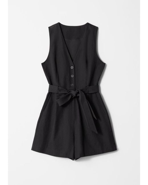 & Other Stories Black Tailored Playsuit
