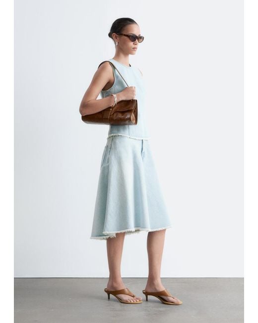 & Other Stories Blue Raw-Edge Denim Top