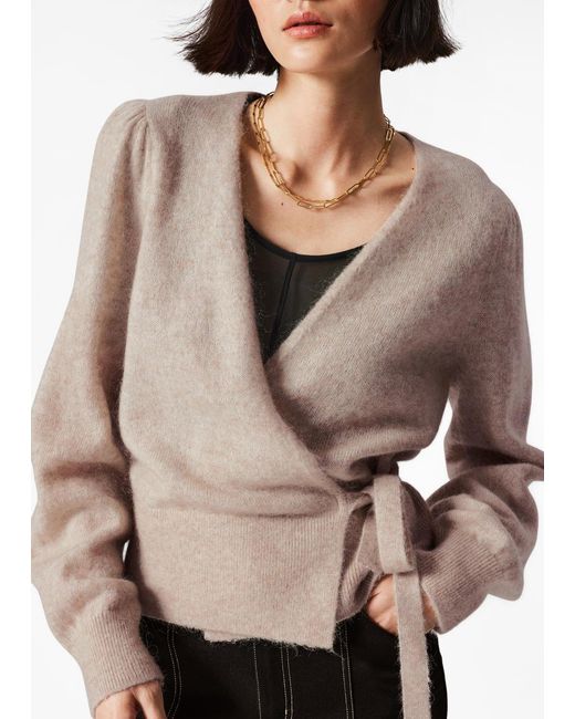 & Other Stories Natural Mohair-Blend Knitted Wrap Cardigan