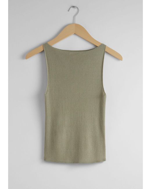 & Other Stories Green Ribbed Tank Top