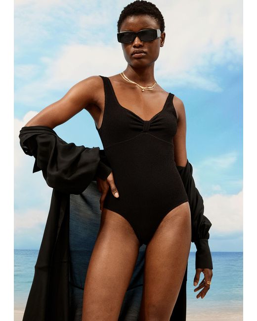 & Other Stories Black Textured Swimsuit