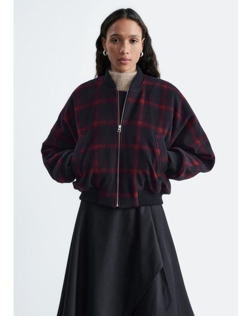 & Other Stories Blue Checked Bomber Jacket
