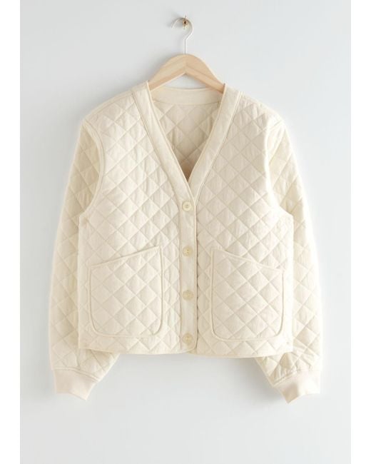 & Other Stories White Boxy Quilted Jacket