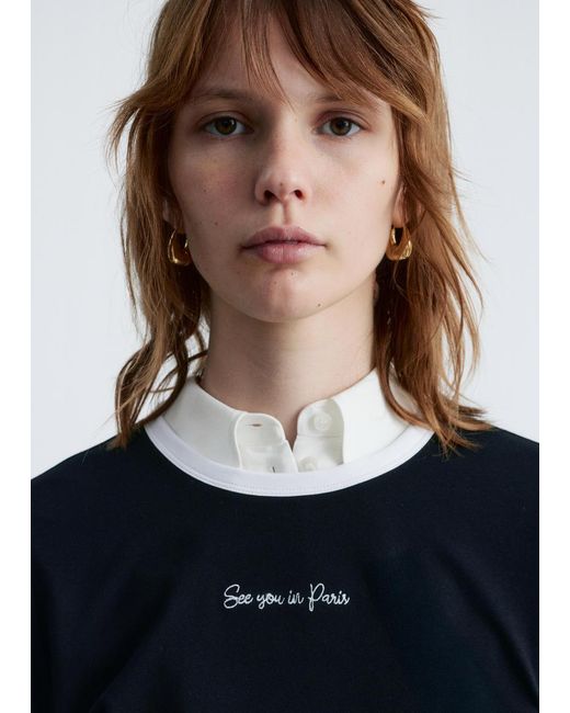 & Other Stories Black Embroidery T-Shirt