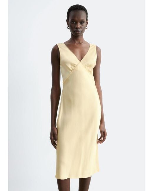 & Other Stories Multicolor V-Neck Slip Midi Dress