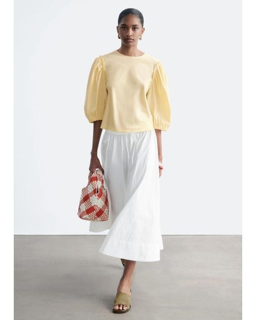 & Other Stories White Balloon-Sleeve Cotton Blouse