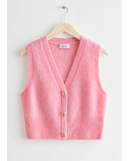 & Other Stories Pink Dolphin Button Knit Vest
